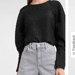 Express Textured Jacquard Puff Sleeve Top
